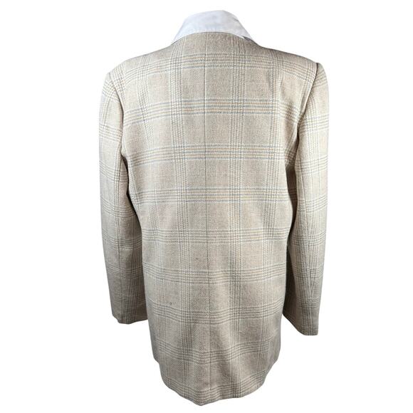 Vintage 90s Norton McNaughton Beige Houndstooth Blazer Women’s 12 Lined Jacket - Picture 3 of 8
